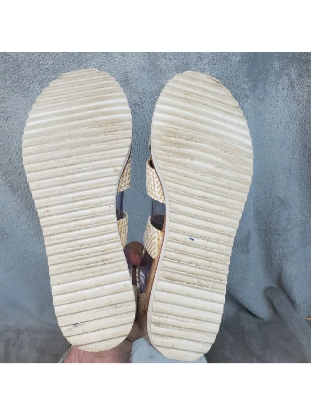 Skechers Shoes Womens Size 7 Bobs Tan Textile Strappy Espadrille Sandals